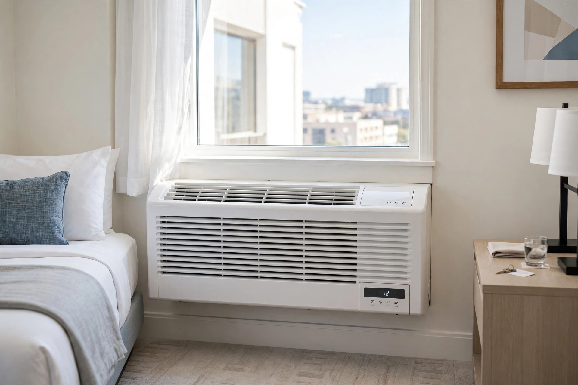 PTAC unit installed under a window